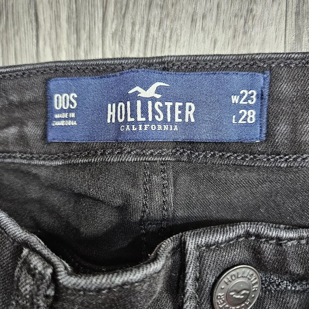 Hollister Mid-Rise Super Skinny Jeans Juniors 00S‎ Black Classic Stretch Denim